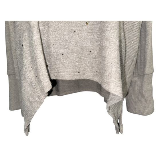 Democracy 3X Sweater Brown Beads Soft Rayon Asymmetric Hem Crew Neck Long Sleeve - Picture 4 of 5